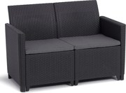 Allibert Claire sofa dwuosobowa, grafitowa