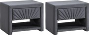 Zestaw 2 szafek nocnych - 1 szuflada i 1 wnęka - Welur - Antracytowy - ULAMI