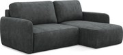 Narożnik prawostronny z funkcją spania - z tkaniny szenilowej - ciemny szary - LILO