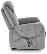 Fotel wypoczynkowy, elektryczny rozkładany, pionizacja popielaty HORTON