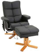 HOMCOM Fotel masujący z pufą nachylenie 145 stopni wygodny relaks sztuczna skóra elegancki czarny 80x86x99cm | Aosom PL