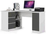 Biało-szare biurko narożne lewostronne N9-Z23