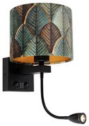 Lampa ścienna czarna z aksamitnym abażurem w kształcie liścia i złotym wnętrzem - Brescia Combi klasyczny/Antyczny Oswietlenie wewnetrzne