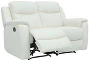 Kanapa skórzana 2-osobowa EVASION z funkcją relax - biały kość słoniowa