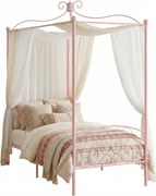 Różowe metalowe łóżko z baldachimem 100x200 cm Z4-D15
