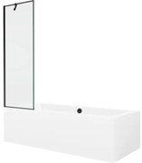 Mexen Cube wanna prostokątna 170 x 80 cm z obudową i parawanem 1-skrzydłowym 60 cm, czarny wzór - 550517080X9506007070