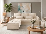 Kremowa rozkładana narożna sofa ZENOVA 220x140 cm, dwustronna