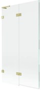 Mexen Lunar L parawan nawannowy 2-skrzydłowy lewy 100 x 150 cm, transparent, złoty szczotkowany - 897L-100-100-55-00-L