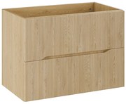 Podwieszana szafka łazienkowa prążkowana - Jasny naturalny - L80 cm - ORISO