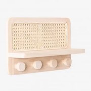 Wieszak Ścienny Z Półką Z Rattanu Riley Miel & ↔︎ 40 Cm - Sklum