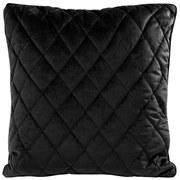 Poszewka na poduszkę pikowana karo welwet z wypustką czarna 45x45 cm