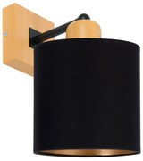 Czarny kinkiet LED CL-WD-SC10x10BU-SC jednopunktowy z litego drewna