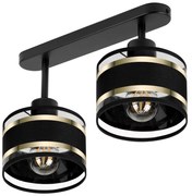 Lampa sufitowa czarna dwupunktowy spot z czarnymi abażurami T-3306SC-S