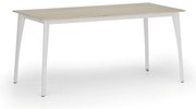 Stół konferencyjny do biura PRIMO OMEGA, 160x80 cm, biała podstawa, dąb naturalny