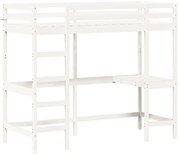 Białe nowoczesne łózko piętrowe z biurkiem 75x190 D7-H61