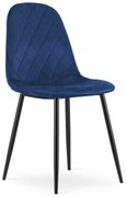 Niebieskie aksamitne krzesło ASTI  z czarnymi nogami