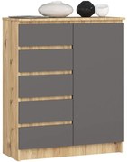 Klasyczna komoda dąb artisan + grafit R2-T06