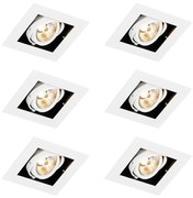 Zestaw 6 nowoczesnych regulowanych reflektorów wpuszczanych białych - Oneon 70