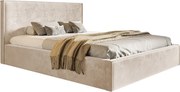 Łóżko sypialniane 160x200 cm Kyoto, pojemnik i stelaż - łóżko w aksamitnej tkaninie, beżowy (Amor Velvet 4304)