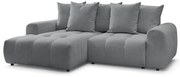 Szary rozkładany narożnik z tkaniny szenilowej ze schowkiem (lewostronny/z szezlongiem) Roxelane – Bobochic Paris