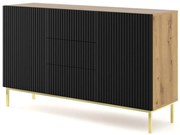 Komoda z lamelowym frontem artisan + czarny K4-E97