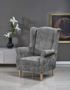 Fotel wypoczynkowy klasyczny uszak HERMES popielaty tkanina MARKOS 14-#22