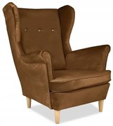 Fotel Uszak ciemnobeżowy OPALONY velvet aksamit