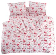 Biało-różowa pościel jednoosobowa z prześcieradłem/3-częściowa 160x220 cm Flamingo – Mila Home