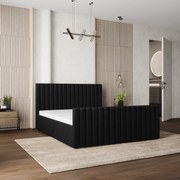 Masseno Łóżko Tapicerowane CANOVA z pojemnikiem na pościel 140x200 cm - Czarny, KRONOS 07