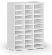 Regał sortujący PRIMO WHITE, 800 x 420 x 1087 mm, 27 przegród, biały