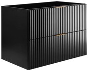 Ryflowana czarna szafka pod umywalkę 80 cm N0-N03