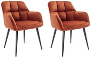 Zestaw 2 krzeseł z podłokietnikami - Welur i metal - Terakota - PEGA marki Pascal Morabito