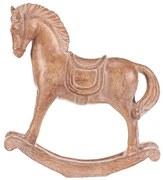 Dekoracja konik na biegunach 19 cm, żywicapoliestrowa, imitacja drewna