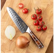 Gudaro - Damasceński nóż kuchenny Santoku FENG 7,5", 67 warstw stali, długość 18 cm