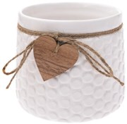 Osłonka ceramiczna na doniczkę Heart, biały, 14 x 12,5 x 11,5 cm