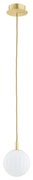 Lampa wiszaca pojedyncza złota, ryflowana biała kula 12cm - Paloma 12 Biała