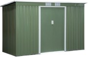 Outsunny Szopa na Narzędzia Ogrodowe Stalowa z Przesuwanymi Drzwiami Przestronna Jasnozielona 277x130x173cm | Aosom PL