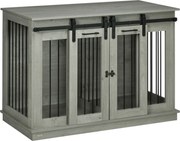PawHut Klatka dla psów z 2 drzwiami, transporter dla psów, wytrzymały design, zamykana, Szary