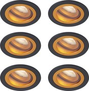 Zestaw 6 nowoczesnych reflektorów wpuszczanych czarno-złotych, obrotowych i uchylnych IP44 - Chuck