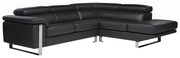 Kanapa narożna ze skóry MYSTIQUE - Czarny - Narożnik prawostronny