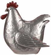 Metalowa dekoracja Srebrna kura, 28 x 15 x 30 cm