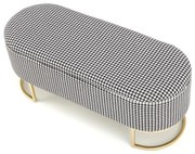 HARMONY ławka, pufa z funkcją pojemnika czarny biały złoty pepitka glamour