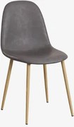 Tapicerowane Krzesło Jadalniane Glamm Drewno Naturalne & Sztucznej Skóry Grey Anthracite & Sztucznej Skóry - Sklum