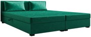 Welurowe zielone łóżko tapicerowane z pojemnikiem S4-C89