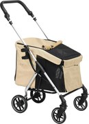 PawHut Wózek dla psów, lekki i składany, z pralną poduszką i oknami z siatek, Khaki