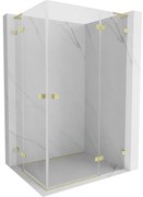 Mexen Lunar L Duo kabina prysznicowa uchylna prawa 75 x 70 cm, transparent, złota szczotkowana - 834L-075P-070L-55-00