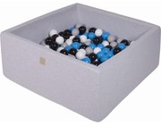 Kwadratowy Suchy Basen Z Piłeczkami 7cm Dla Dziecka, 110x110x40cm/400 Piłek, Bawełniany, Jasnoszary, Piłki: Białe, Niebieskie, Czarne, Szare - Meowbaby®