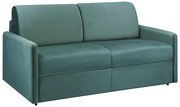 Kanapa 3-osobowa rozkładana z weluru CALIFE - Kolor miętowy - Łóżko 140  cm - Materac 18 cm