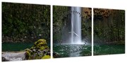 Obraz wodospadów (z zegarem) (90x30 cm)