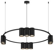 Okrągły czarny żyrandol reflektorowy - 7X K406 Z9-F01